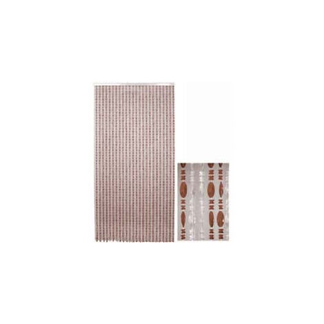 Tenda Corallo Marrone con Cristalli, Trasparente e Marrone, 96 Fili, Dimensioni 120x230 cm