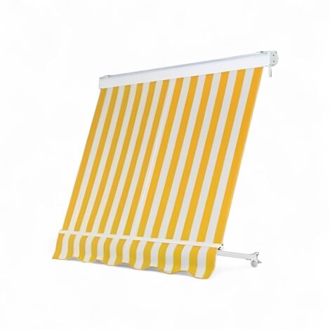 Tenda da balcone para sole a caduta con cassone 300x250 cm con profili in alluminio -  Giallo e bianco