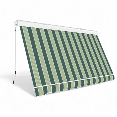 Tenda da balcone para sole a caduta con cassone 300x250 cm con profili in alluminio -  Verde e crema