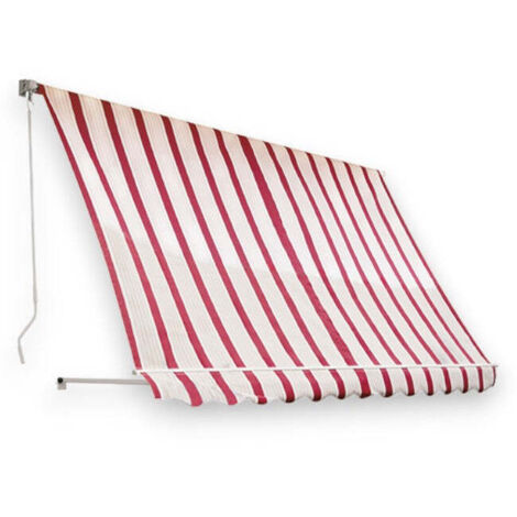 Tenda da balcone para sole a caduta senza cassone 100x250 cm con profili in alluminio -  Bordeaux e crema