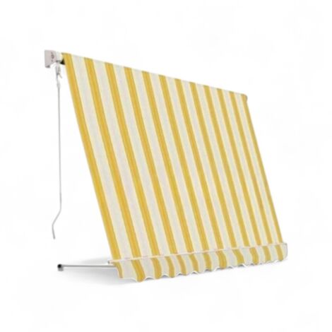 Tenda da balcone para sole a caduta senza cassone 100x250 cm con profili in alluminio -  Giallo e bianco