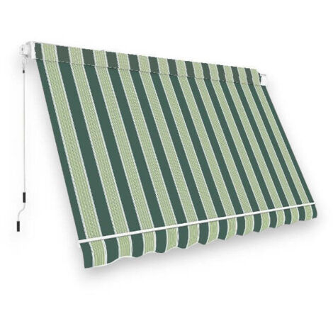 Tenda da balcone para sole a caduta senza cassone 100x250 cm con profili in alluminio -  Verde e crema