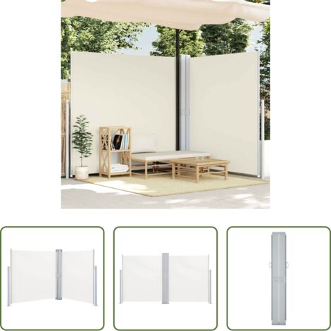 Tenda da balcone -  Tenda da Sole Due Lati Retrattile per Patio 170x600 cm Crema