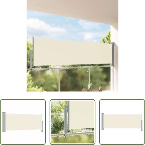 Tenda da balcone -  Tenda da Sole Laterale Retrattile 100 x 300 cm Crema