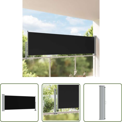 Tenda da balcone -  Tenda da Sole Laterale Retrattile 100 x 300 cm Nera