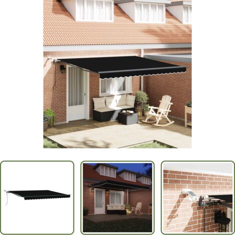 Tenda da balcone -  Tessuto per Tenda con Nero 400 × 300 cm Poliestere