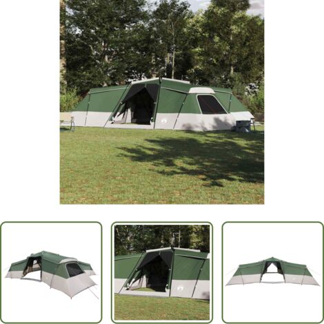 Tenda da campeggio verde -  Tenda Familiare con tetto Verde 833 x 585 x 216 cm taffetà