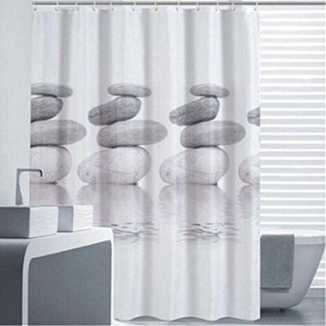 Tenda da doccia 180 x 200 cm grigio ghiaia, resistente alla muffa, impermeabile, con 12 tubi