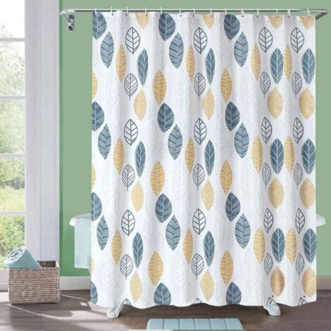 Tenda da doccia con motivo a foglie KZQ, in poliestere, antimuffa, impermeabile, lavabile, 182,9 x 198,1 cm, con 12 ganci.