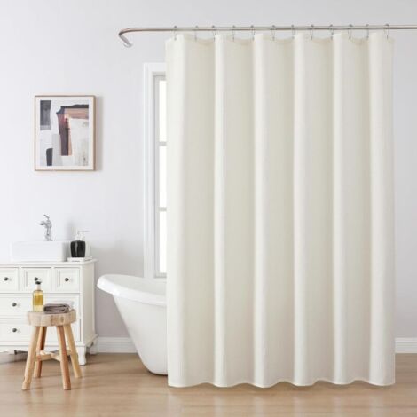 Tenda da doccia con motivo a nido d'ape (crema) con anelli in metallo, impermeabile, antimuffa, in tessuto di poliestere, tenda da bagno resistente per vasca e box doccia - 180x180 cm