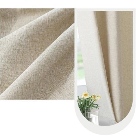 Tenda da doccia in lino testurizzato 180x180 cm, impermeabile e lavabile, resistente alla muffa, per bagno con anelli, beige