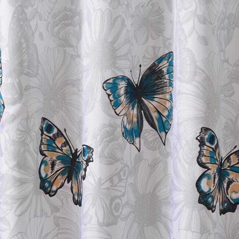 Tenda da doccia in poliestere impermeabile, antimuffa, antibatterica e inodore, con 12 ganci e motivo a farfalla. Dimensioni: 150 cm di larghezza x 180 cm di altezza.