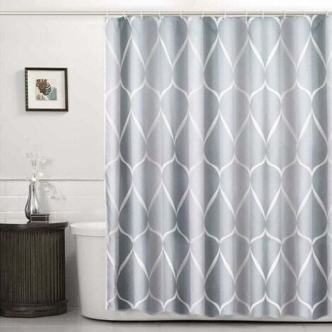 Tenda da doccia in poliestere impermeabile con rete e orlo appesantito ad asciugatura rapida, tenda da doccia per bagno resistente e lavabile, grigio (120×180)