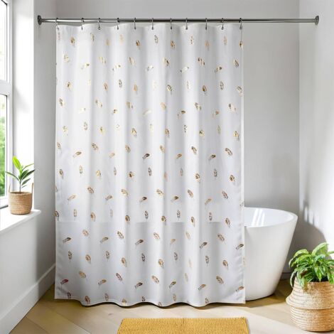 Tenda da doccia in poliestere stampato 180x200 cm + 12 anelli bianchi in pp - chayton - Tendance