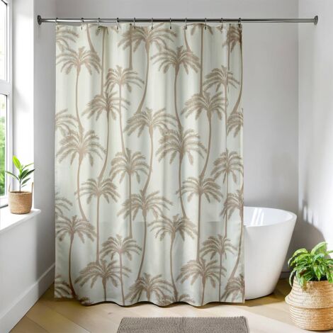 Tenda da doccia in poliestere stampato 180x200 cm 12 anelli pp bianco - miami vibes - Tendance