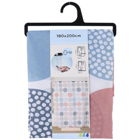 Tenda da doccia in poliestere stampato 180x200cm 12 anelli pp bianco - gaia - Tendance