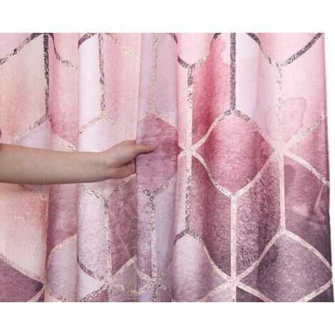 Tenda da doccia in tessuto effetto marmo rosa 180x180 cm, moderna tenda da doccia con griglia geometrica in rosa e grigio, tende da bagno lavabili
