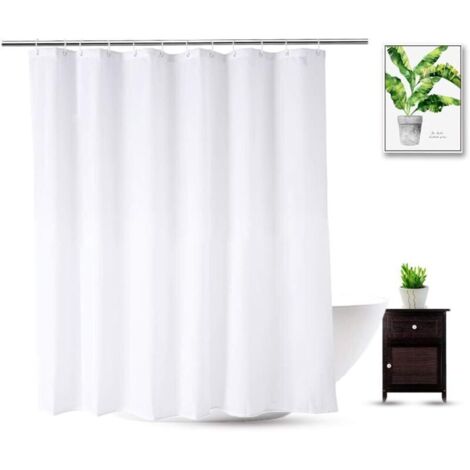 Tenda da doccia in tessuto KZQ 150 x 180 cm, lunga, in poliestere idrorepellente, di qualità per spa e hotel, lavabile in lavatrice, bianca.