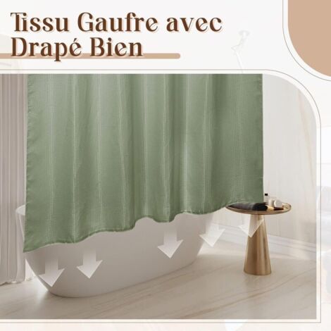 Tenda da doccia in tessuto resistente all'acqua e alla muffa, con occhielli e ganci, lavabile in lavatrice, 180 x 200 cm, verde.