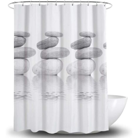 Tenda da doccia KZQ, antibatterica, resistente alla muffa e impermeabile, tenda da doccia in poliestere, 180 x 180 cm, grigio ciottolo