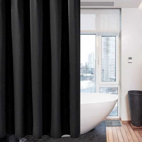 Tenda da doccia, tessuto antimuffa - 182x182CM (nero) Tenda da doccia resistente con orlo appesantito
