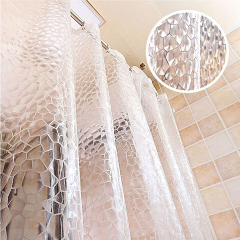 Tenda da doccia trasparente, 180x180 cm, tenda da doccia 3D per bagno, in PEVA, antimuffa, antibatterica, impermeabile e lavabile, con 12 anelli di aggancio.
