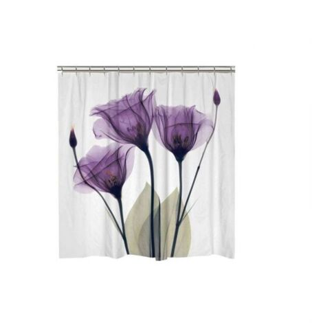 Tenda da doccia viola 3D, 180 x 180 cm, con 12 ganci, resistente alla muffa e impermeabile.