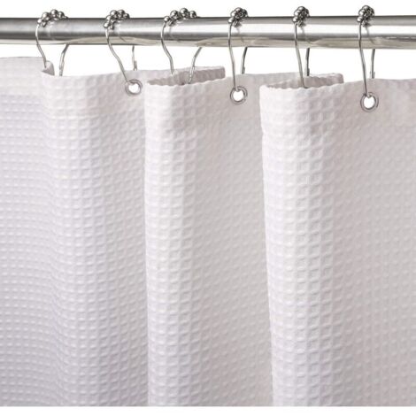 Tenda da doccia Waffle con anelli per tenda da doccia in metallo, tessuto tessile, tenda da bagno antimuffa, set di tende da bagno impermeabili, tenda da doccia spessa per bagno - 182 x 182 cm (Verde)