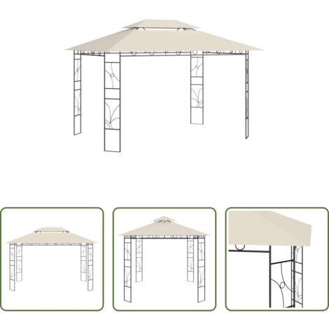 Tenda da esterno -  Gazebo 4x3x2,7 m Crema 160 g/m²