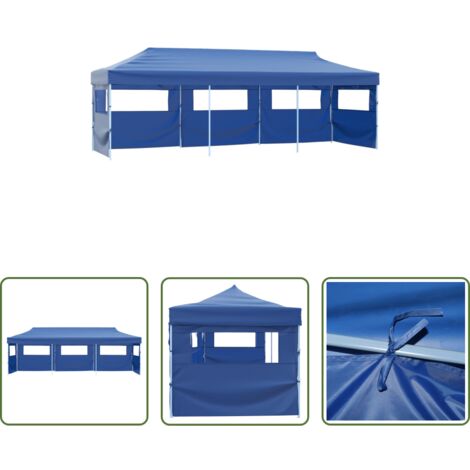 Tenda da esterno -  Tenda Pieghevole Pop-Up con 5 Pareti Laterali 3x9 m Blu