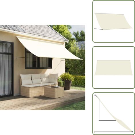 Tenda da esterno - vidaXL Tenda da Sole Retrattile Crema 300x150 cm in Tessuto e Acciaio - Tenda da balcone