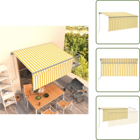 Tenda da esterno - vidaXL Tenda Retrattile Automatica con Parasole 3,5x2,5m Gialla Bianca - Tenda oscurante