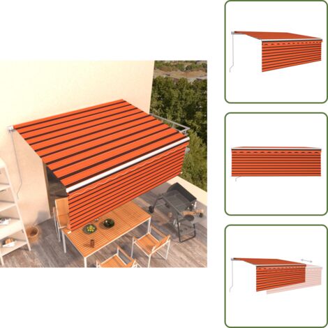 Tenda da esterno - vidaXL Tenda Sole Retrattile Manuale con Parasole 4x3m Arancio Marrone - Tenda da sole manuale