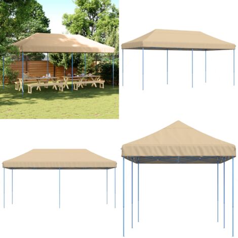 Tenda da Festa Pieghevole Pop-Up Beige 580x292x315 cm - Tenda da festa - Tenda da giardino