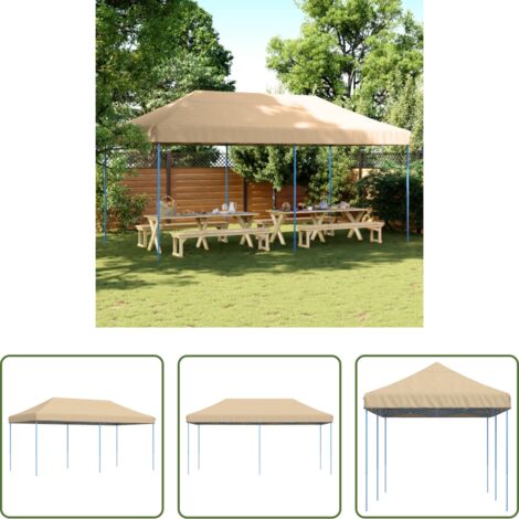 Tenda da festa -  Tenda da Festa Pieghevole Pop-Up Beige 580x292x315 cm