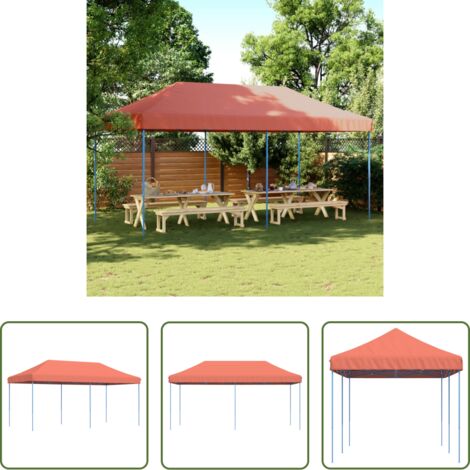 Tenda da festa -  Tenda da Festa Pieghevole Pop-Up Terracotta 580x292x315 cm