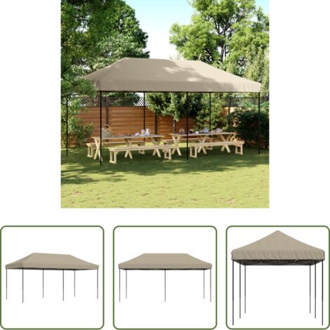 Tenda da festa -  Tenda da Festa Pieghevole Pop-Up Tortora 580x292x315 cm
