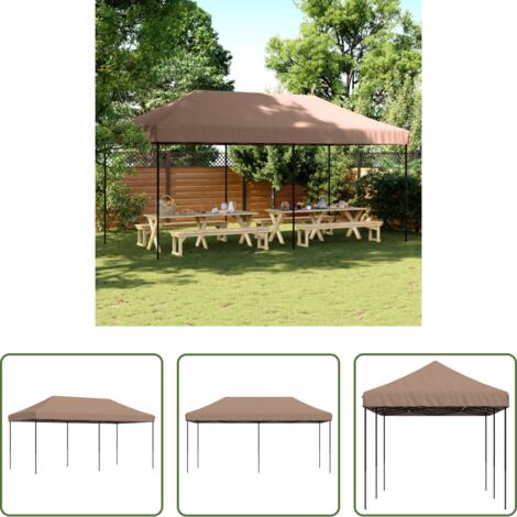 Tenda da festa -  Tenda da Festa Pieghevole Pop-Up Tortora 580x292x315 cm