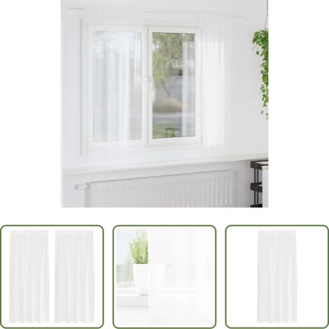 Tenda da finestra -  Tenda in Velo con tende 2 pcs Bianco 175 x 140 cm Poliestere