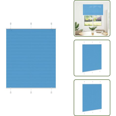 Tenda da finestra - vidaXL Tenda Plissettata Blu 110x100 cm Larghezza Tessuto 109,4 cm - Tenda da camera