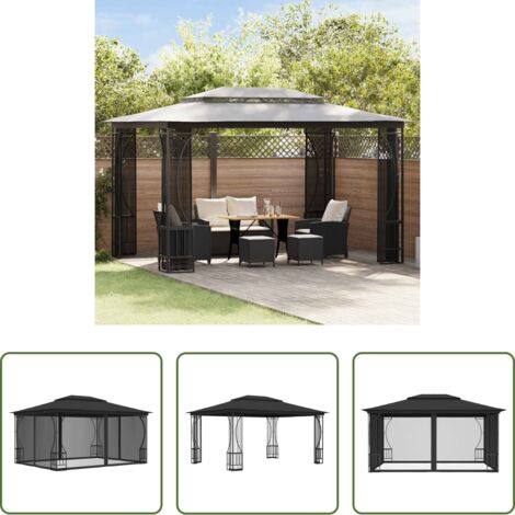 Tenda da giardino -  Gazebo con Rete 300x400x265 cm Antracite