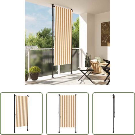Tenda da giardino -  Tenda a Rullo Esterno Arancio Bianca 100x270cm Tessuto Acciaio