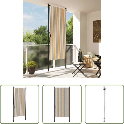 Tenda da giardino -  Tenda a Rullo Esterno Gialla e Bianca 120x270cm Tessuto Acciaio