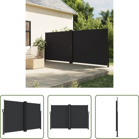 Tenda da giardino -  Tenda da Sole Laterale Retrattile Nera 160x1200 cm