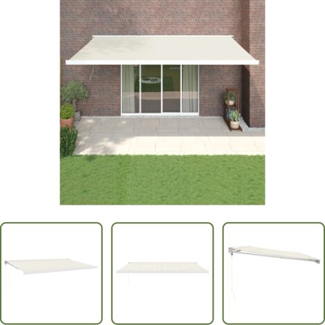 Tenda da giardino -  Tenda da Sole Retrattile Crema 5x3 m in Tessuto e Alluminio
