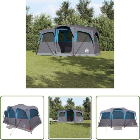 Tenda da giardino -  Tenda Familiare con tetto Blu e Grigio 435 x 255 x 216 cm