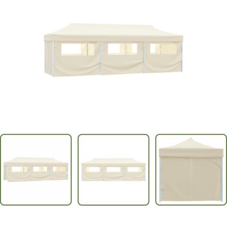 Tenda da giardino -  Tenda Pieghevole Pop-Up con 8 Pareti Laterali 870x291x315 cm Crema