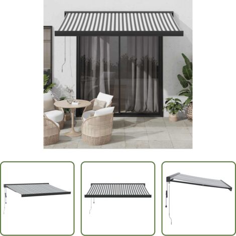 Tenda da giardino -  Tenda Retrattile Antracite e Bianca 3,5x2,5m Tessuto/Alluminio