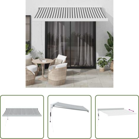 Tenda da giardino -  Tenda Retrattile Antracite e Bianca 3,5x2,5m Tessuto/Alluminio