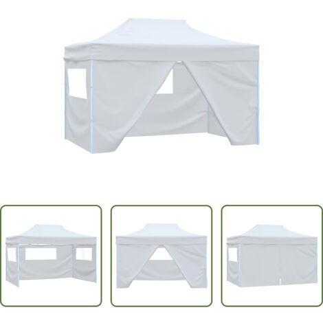 Tenda da giardino -  Tendone per Feste Pieghevole con 4 Pareti 3x4,5 m Bianco